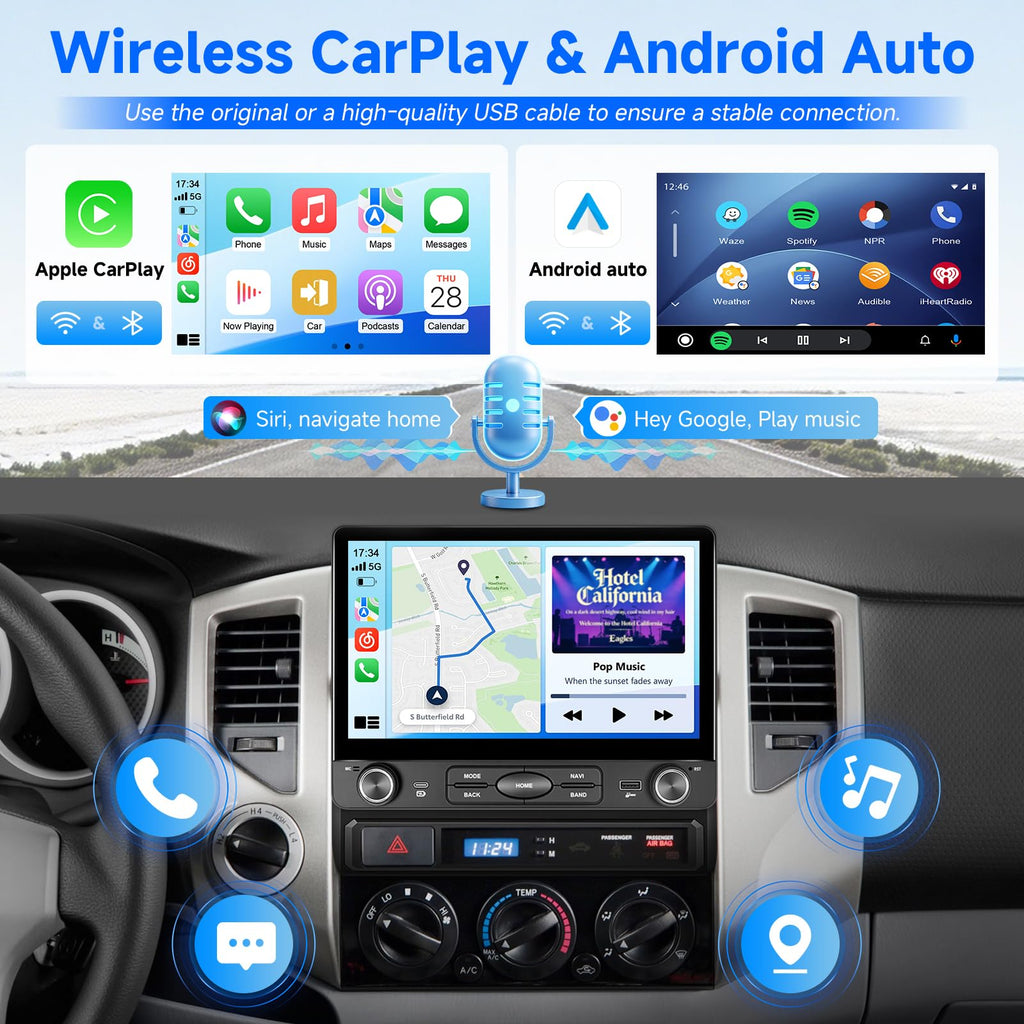 10.2" Car Stereo for Toyota Tacoma 2005-2015 Apple CarPlay Android Auto
