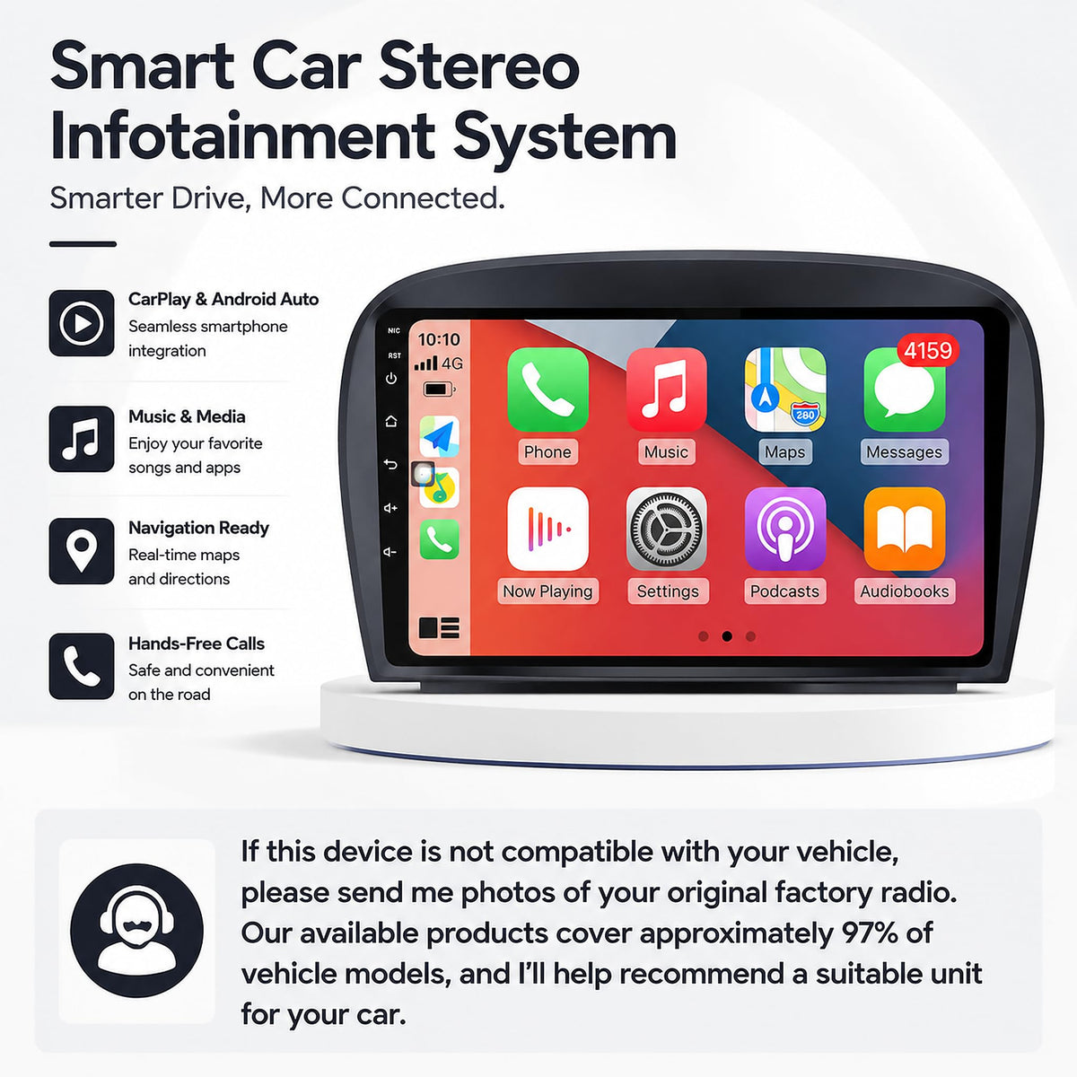 Android 14 Car Radio Stereo for Mercedes-Benz SL R230 SL350 SL500 SL55 SL600 SL65 2001-2007, 10 Inch Touch Screen Dash Kit 4-Core 1+32G with Wireless CarPlay Android Auto GPS Navigation Bluetooth SWC