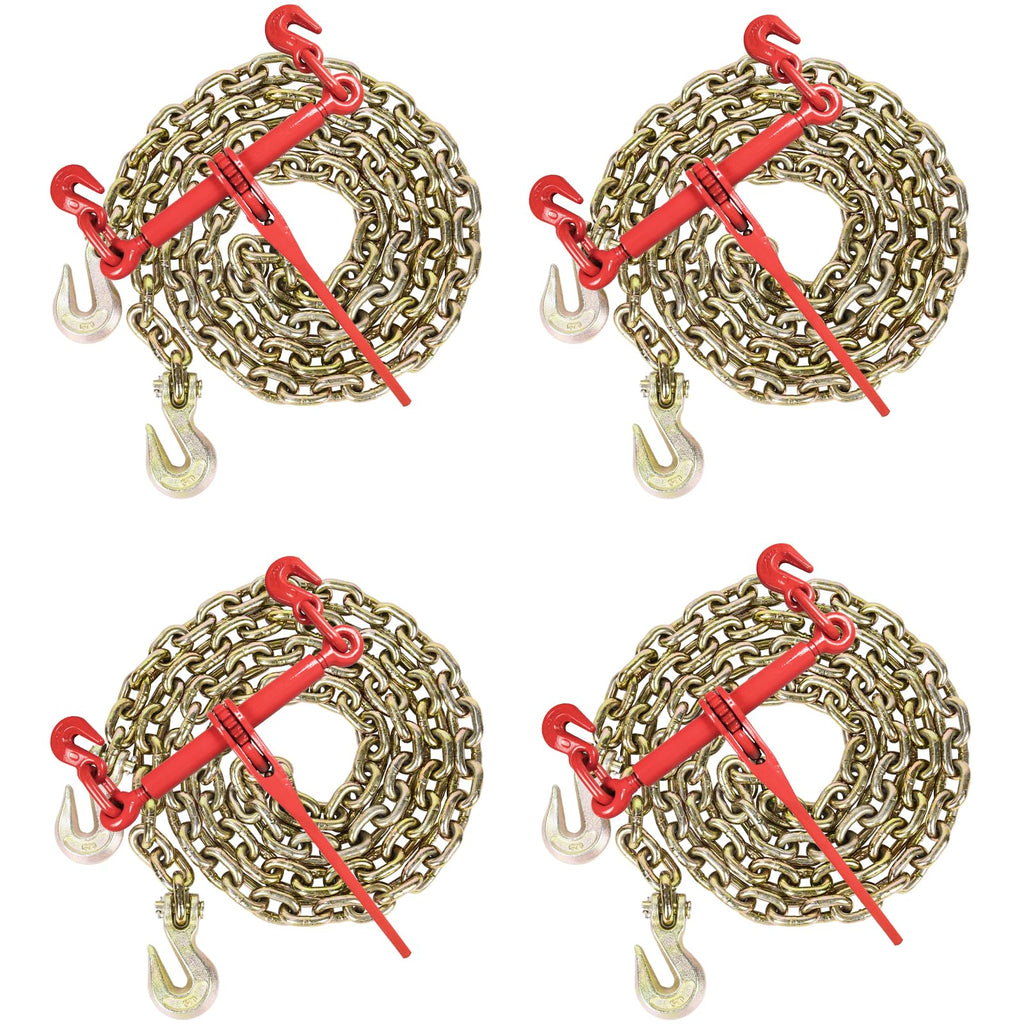 AAIN 4Pack Chain and Binder Kit, 3/8"-1/2" Ratchet Load Binders 9200 lbs