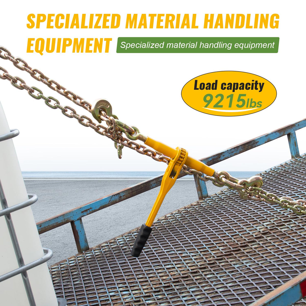 3/8in-1/2in Chain and Binder Kit, 9215 Lbs G80 Ratchet Load Binders Working Strength, Ratchet Load Binders and Chains Set of 2, 10ft Chains Truck, Tie Down, Hauling, Towing