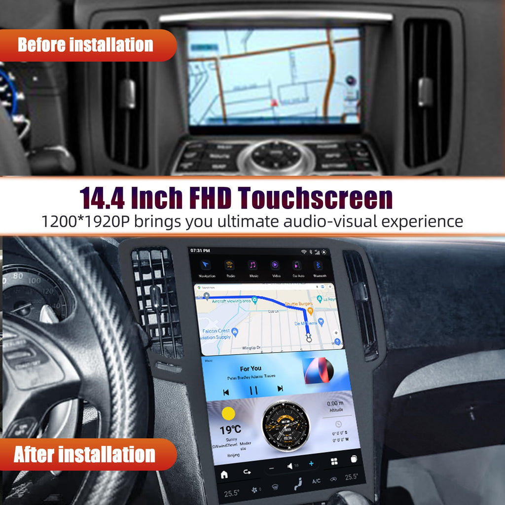 14.4" Car Radio for Infiniti G37 2007-2013, 8GB+256GB, Black
