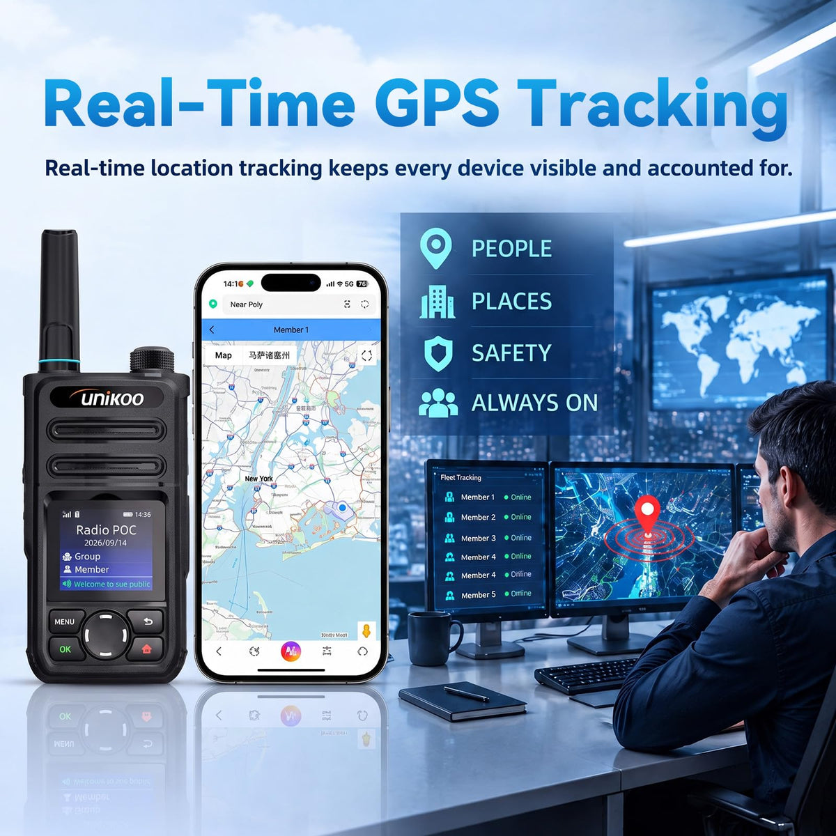 4G LTE PoC Radios Global Unlimited Range Walkie Talkies, Nationwide PTT Two Way Radios 2 Pack,