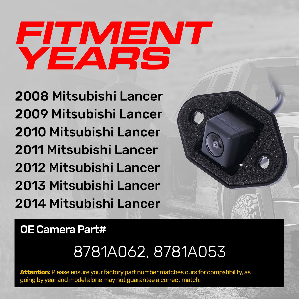 Master Tailgaters Replacement for Mitsubishi Lancer (2008-2014) Backup Camera OE Part # 8781A062, 8781A053