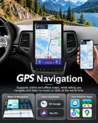 12.95" Car Radio Stereo Upgrade for Grand Cherokee 2014-2022,Wireless CarPlay Android Auto,Android 13 Head Unit with WiFi SWC GPS 1080P Backup Camera 4+64GB