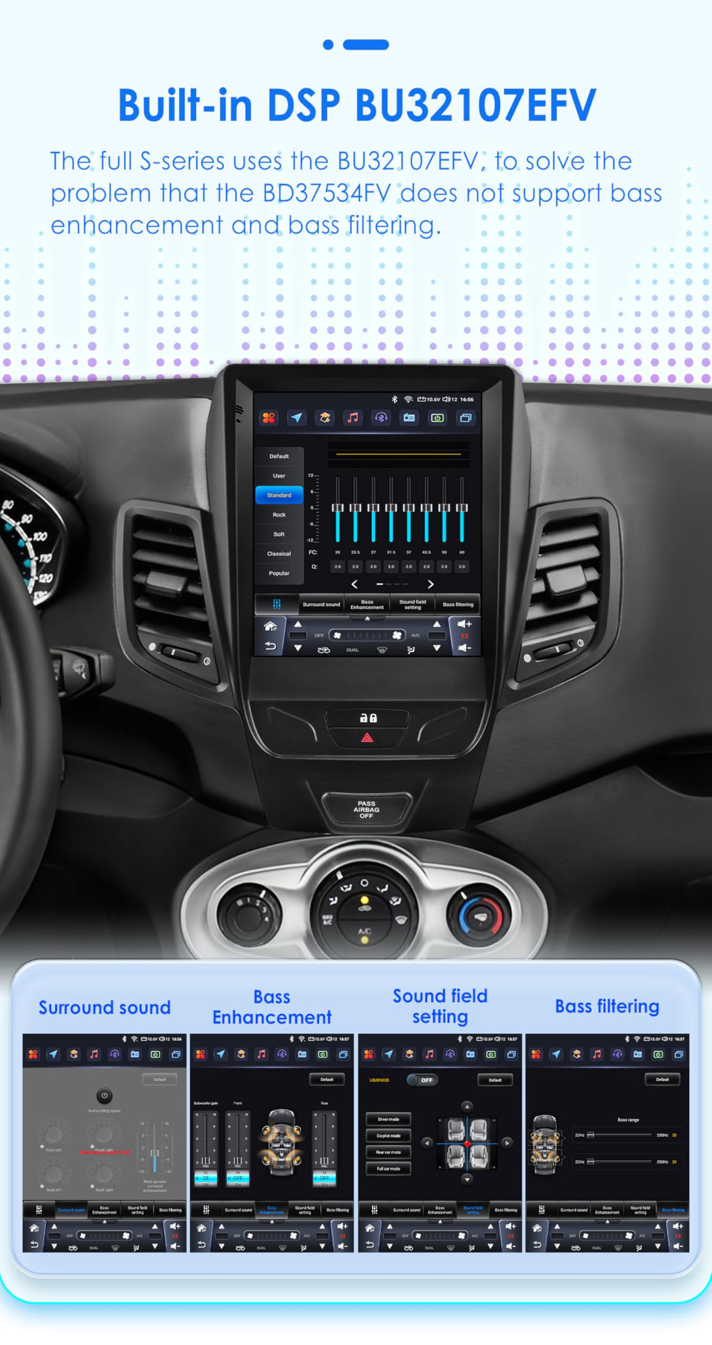 8 Core 6GB+64GB 9.7Inch HD Touchscreen Android 14 Stereo Car Radio Upgrade for Ford Fiesta 2009-2016 Wireless Carplay | Android Auto WiFi GPS Navigation Bluetooth 5.0 AM FM,SWC, Car Tablet
