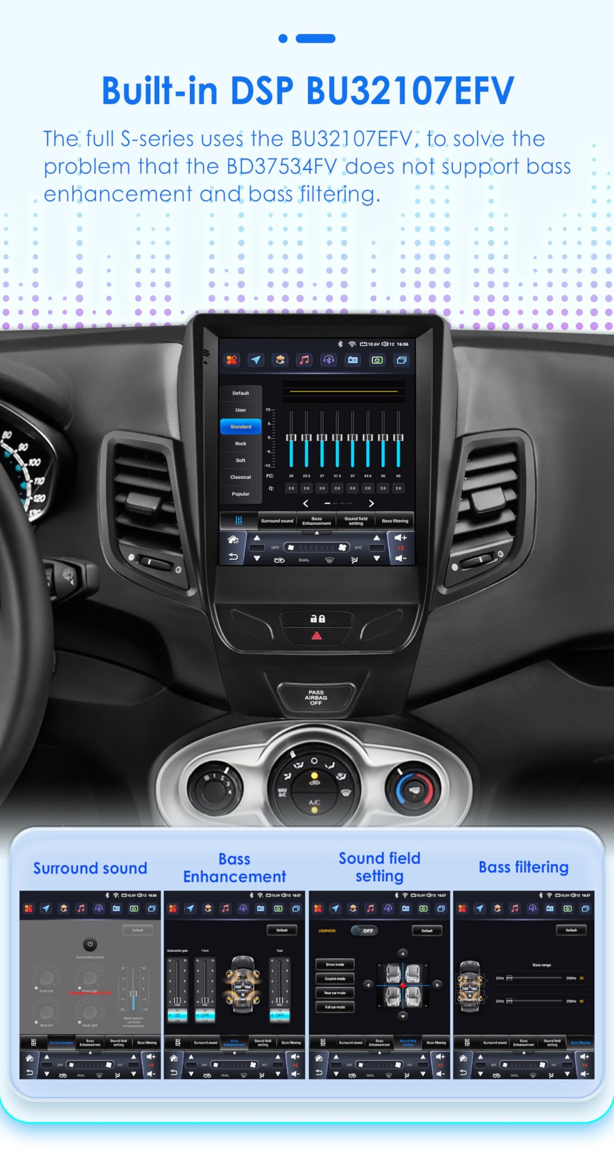 8 Core 6GB+64GB 9.7Inch HD Touchscreen Android 14 Stereo Car Radio Upgrade for Ford Fiesta 2009-2016 Wireless Carplay | Android Auto WiFi GPS Navigation Bluetooth 5.0 AM FM,SWC, Car Tablet