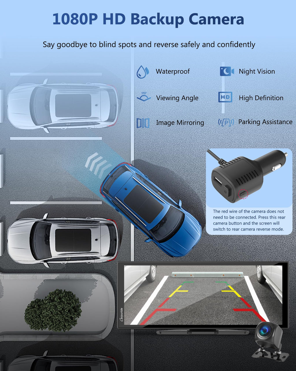 Carpuride Carplay Screen for Car with 4K Dash Cam & 1080P Backup Camera