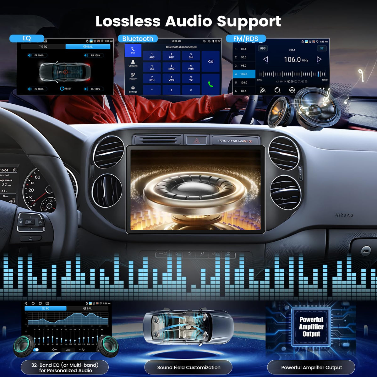 [4+64G] 11.5 inch Large Touch Screen for VW Tiguan 2006-2016: NHOPEEW 2000 * 1200P IPS Incell Touchscreen Tiguan Android Stereo - Carplay, Android Auto, 5G/WiFi, GPS, Custom Homepage + Backup Camera