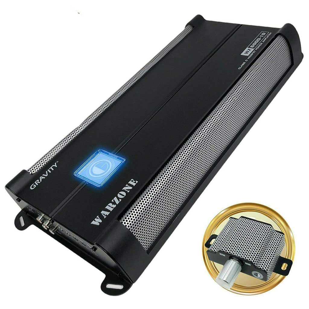 Gravity 6000.1D 2nd Gen Class D Monoblock Car Amplifier Bundle with SoundXtreme AP6 Bass Machine - 6000W Max, 1 Ohm Stable, MOSFET Supply, Remote Bass Knob