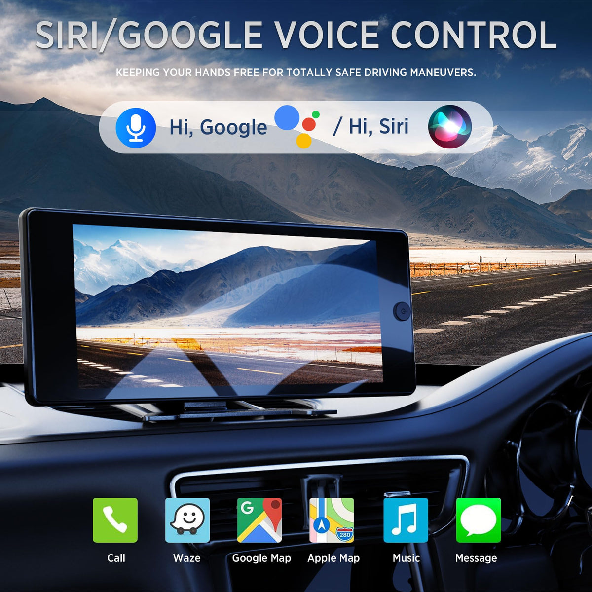 Wireless Carplay with 4K 4CH Dash Cam, Portable HD 10.36" Touchscreen