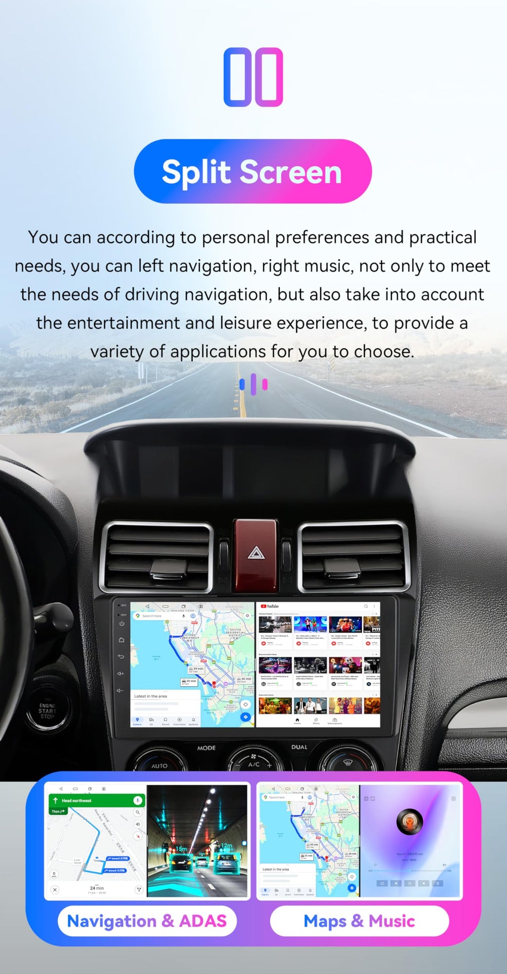 Android 14 Car Stereo Upgrade for Subaru WRX STI Forester XV Crosstrek Impreza, 8Core4G+64G GPS Navigation with 9inch QLED Touchscreen Wireless Carplay Android Auto SWC EQ Bluetooth 5.4 TPMS