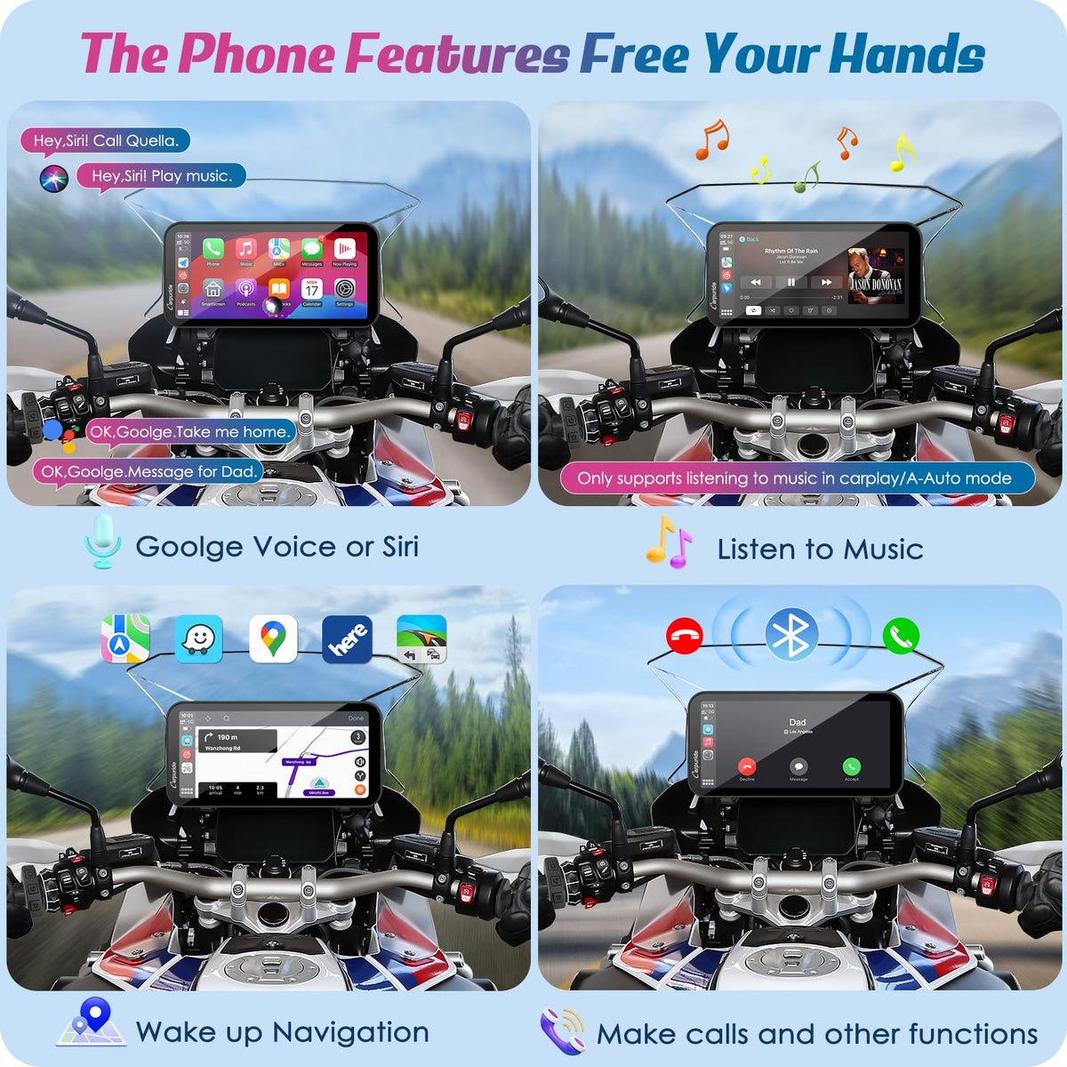 Carpuride W603B 6.3" Motorcycle Carplay Screen for R1200GS R1250GS S1000XR