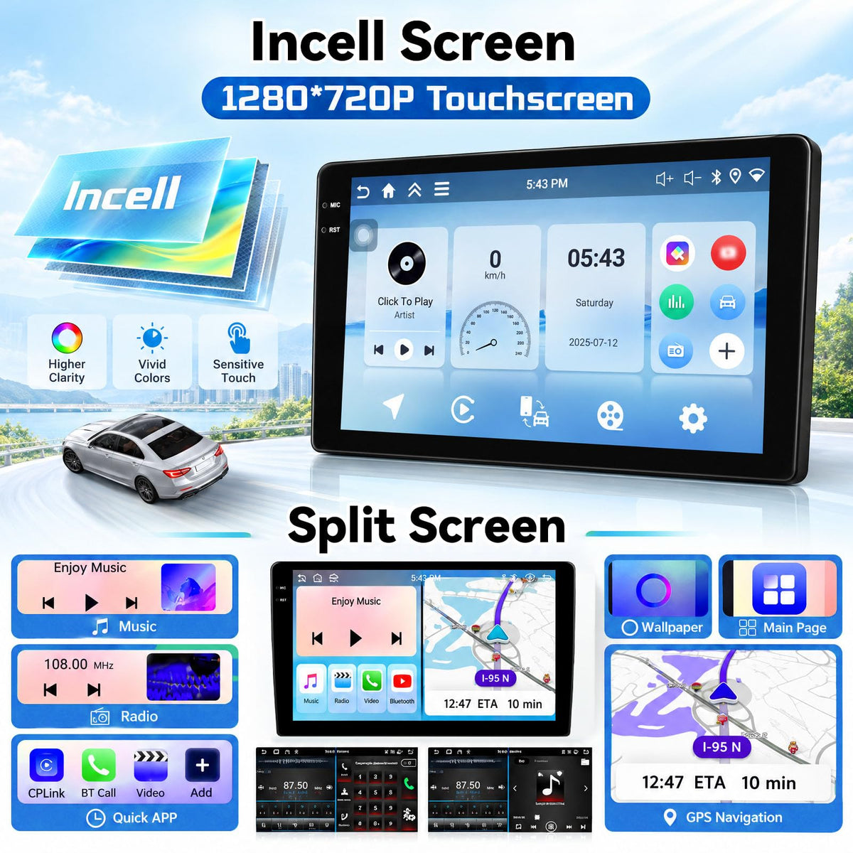 [4+128G] Android 15 Car Radio Stereo for Chevrolet Chevy Malibu 2009-2014