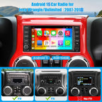 Car Radio Stereo for Jeep Wrangler JK 2007-2018,for Dodge Grand Caravan 2008-2020, for Chrysler Town & Country 2008-2016, Android 15.0 (4G RAM 64G ROM) with Wireless Carplay& Android Auto
