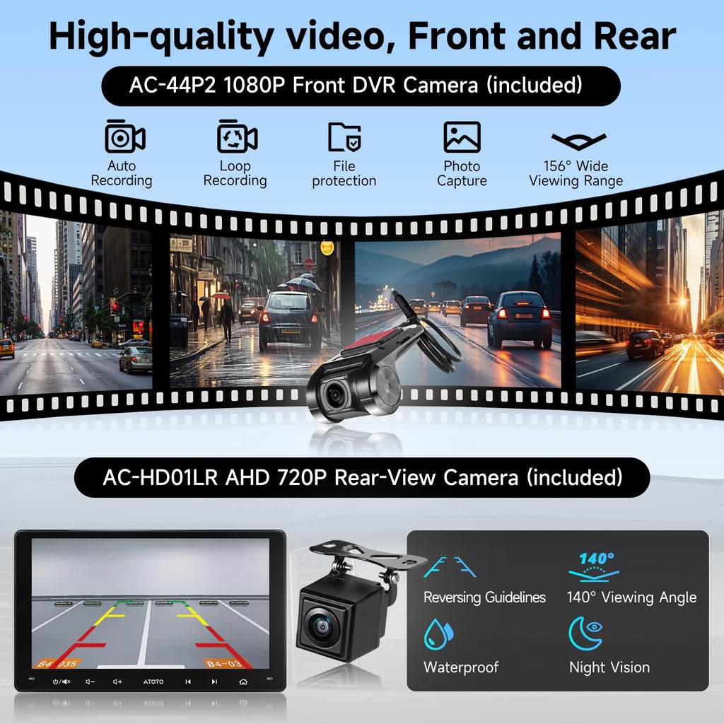 A5L 9" Android Double-DIN Car Stereo with 1080P Dashcam & Backup Camera