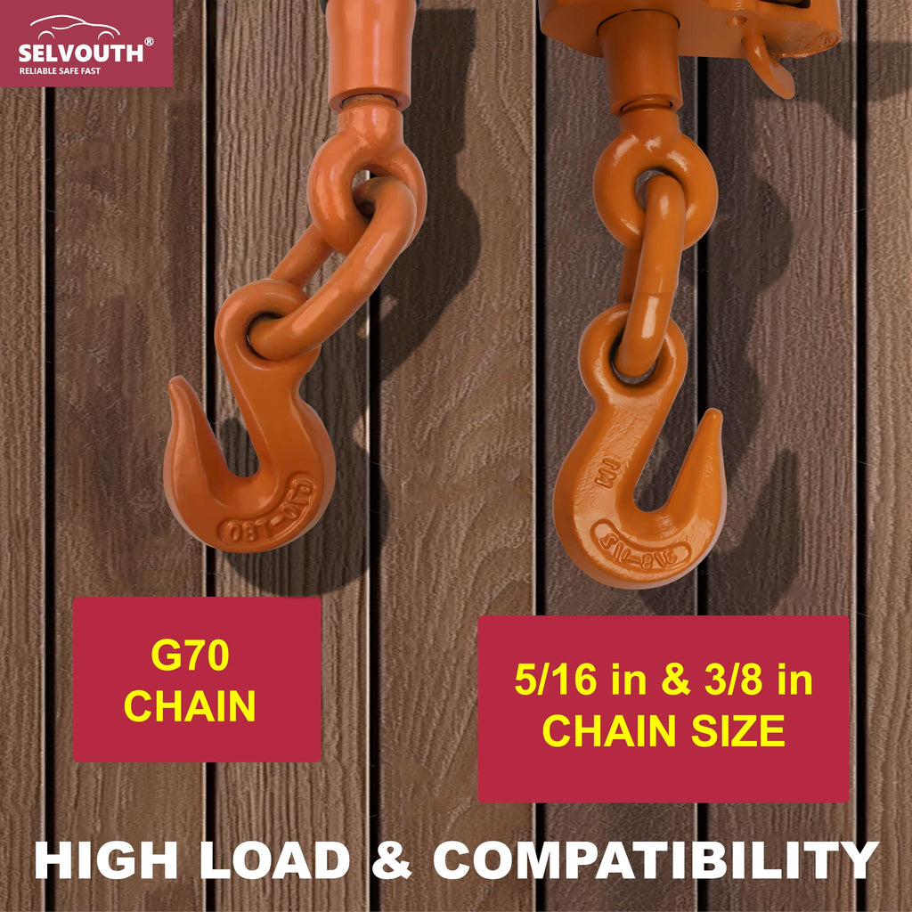 Ratchet Binder Plus Ratchet Chain Binder - 4 Pack Folding Handle Load Binder, 5/16" - 3/8" Grade 70 Chain, 7100 LBS Working Load Limit, Heavy-Duty Ratchet Binder DOT & SAE Compliant