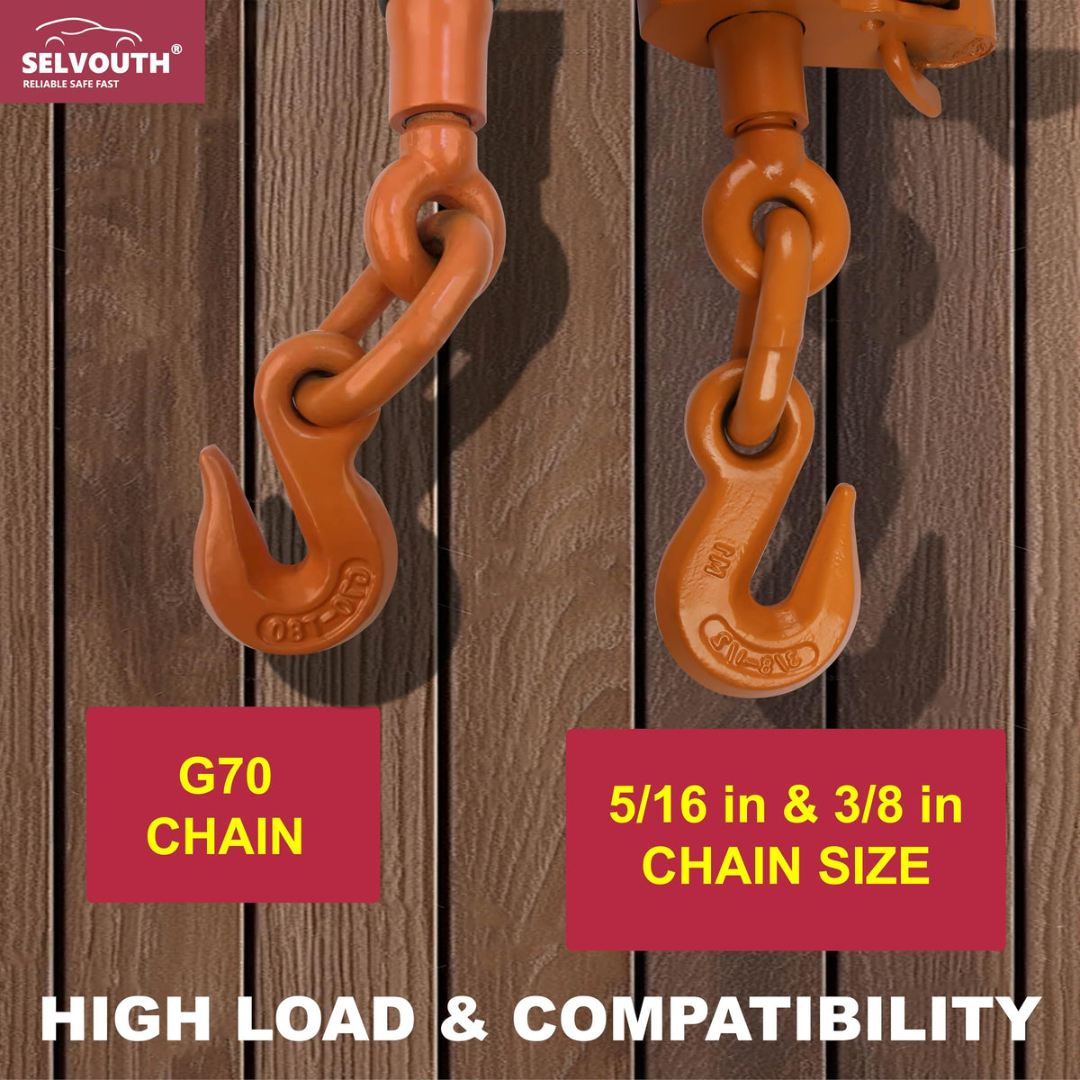 Ratchet Binder Plus Ratchet Chain Binder - 4 Pack Folding Handle Load Binder, 5/16" - 3/8" Grade 70 Chain, 7100 LBS Working Load Limit, Heavy-Duty Ratchet Binder DOT & SAE Compliant