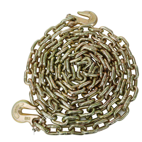 2 PCS 1/2 inch X 20' G70 Transport Chain Tie Down Binder Chain Flatbed Truck Trailer with Grab Hooks