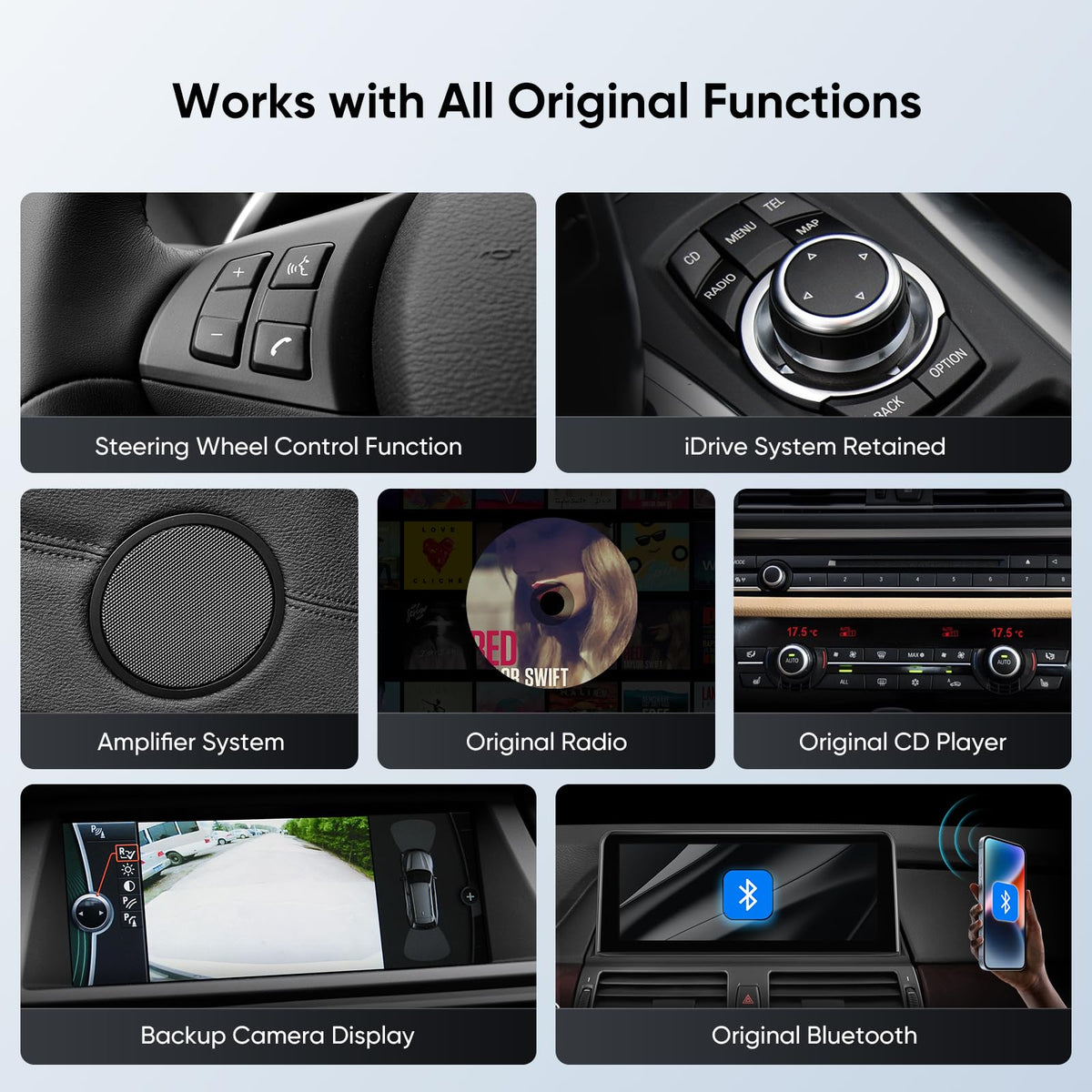 Car Stereo for BMW X5 X6 E70 E71 (2011-2013) with CIC System, Wireless CarPlay Android Auto Upgrade Factory Radio Bluetooth WiFi Touch Screen (10.25" CIC (2011-13))