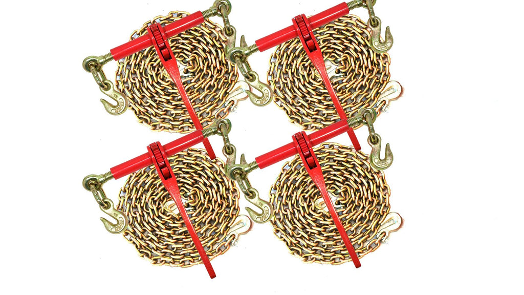 5/16" Transport Hauling Load Package - (4) Ratchet Binders - (4) 20' Foot Chains