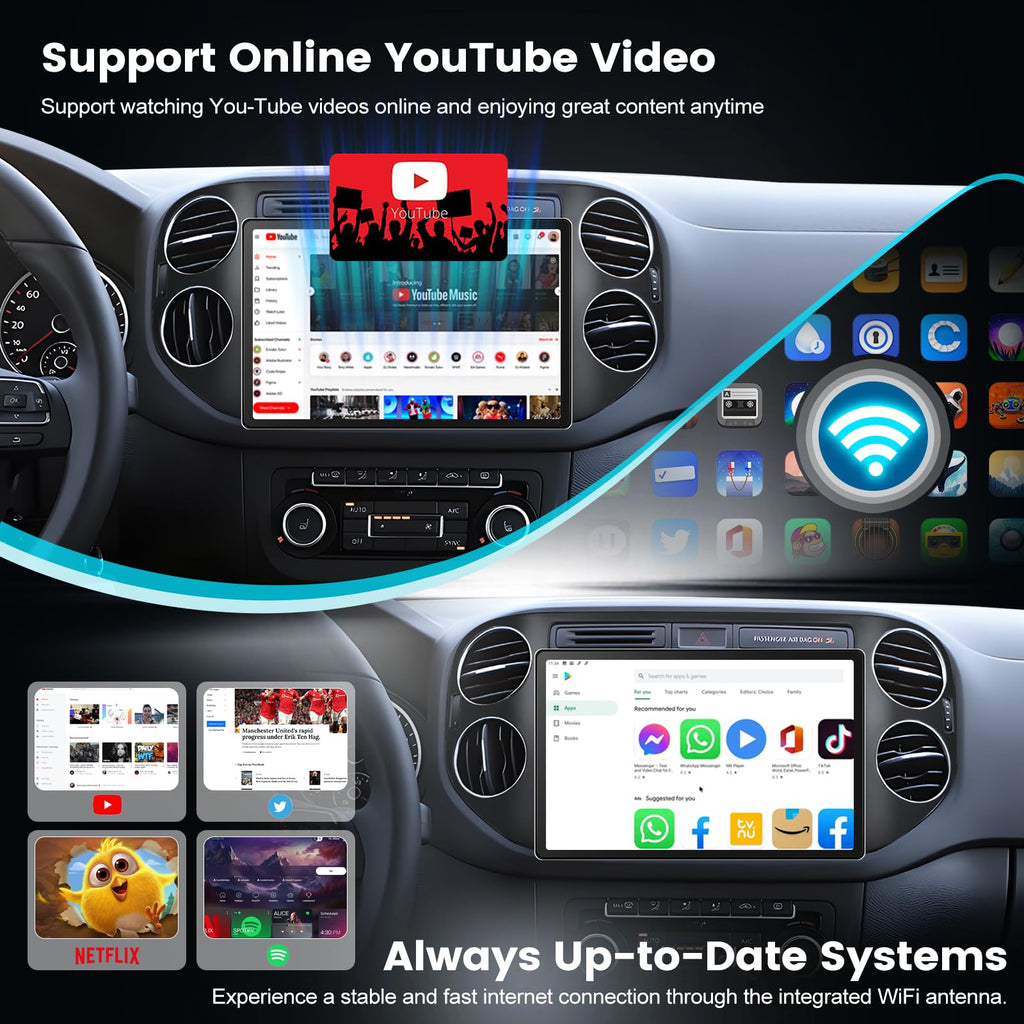 [4+64G] 11.5 inch Large Touch Screen for VW Tiguan 2006-2016: NHOPEEW 2000 * 1200P IPS Incell Touchscreen Tiguan Android Stereo - Carplay, Android Auto, 5G/WiFi, GPS, Custom Homepage + Backup Camera