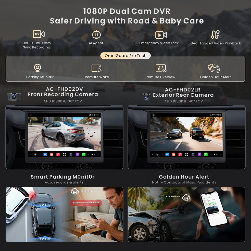 12.95" AI ScenePilot Android Car Stereo&Second Touchscreen with Dashcam