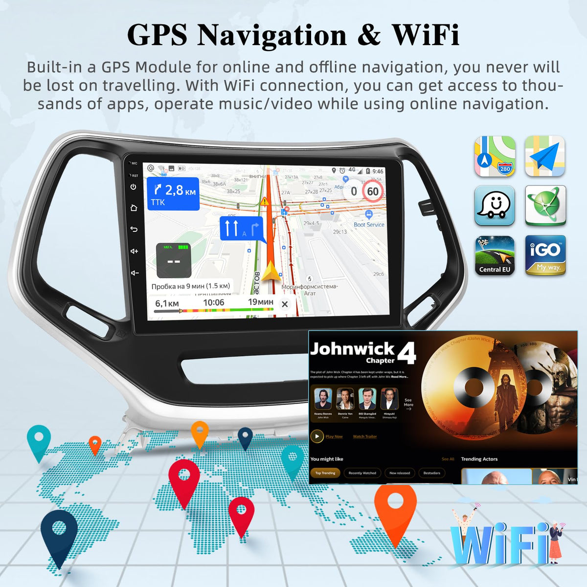 [2+64G] Car Radio for Jeep Cherokee 2013-2018 - Carplay and Android Auto