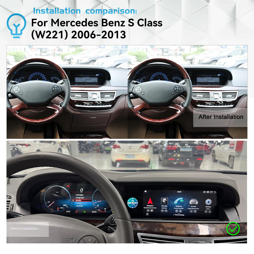 Dual 12.3 inch Triple Screen Display Radio for Mercedes W221 2006-2013