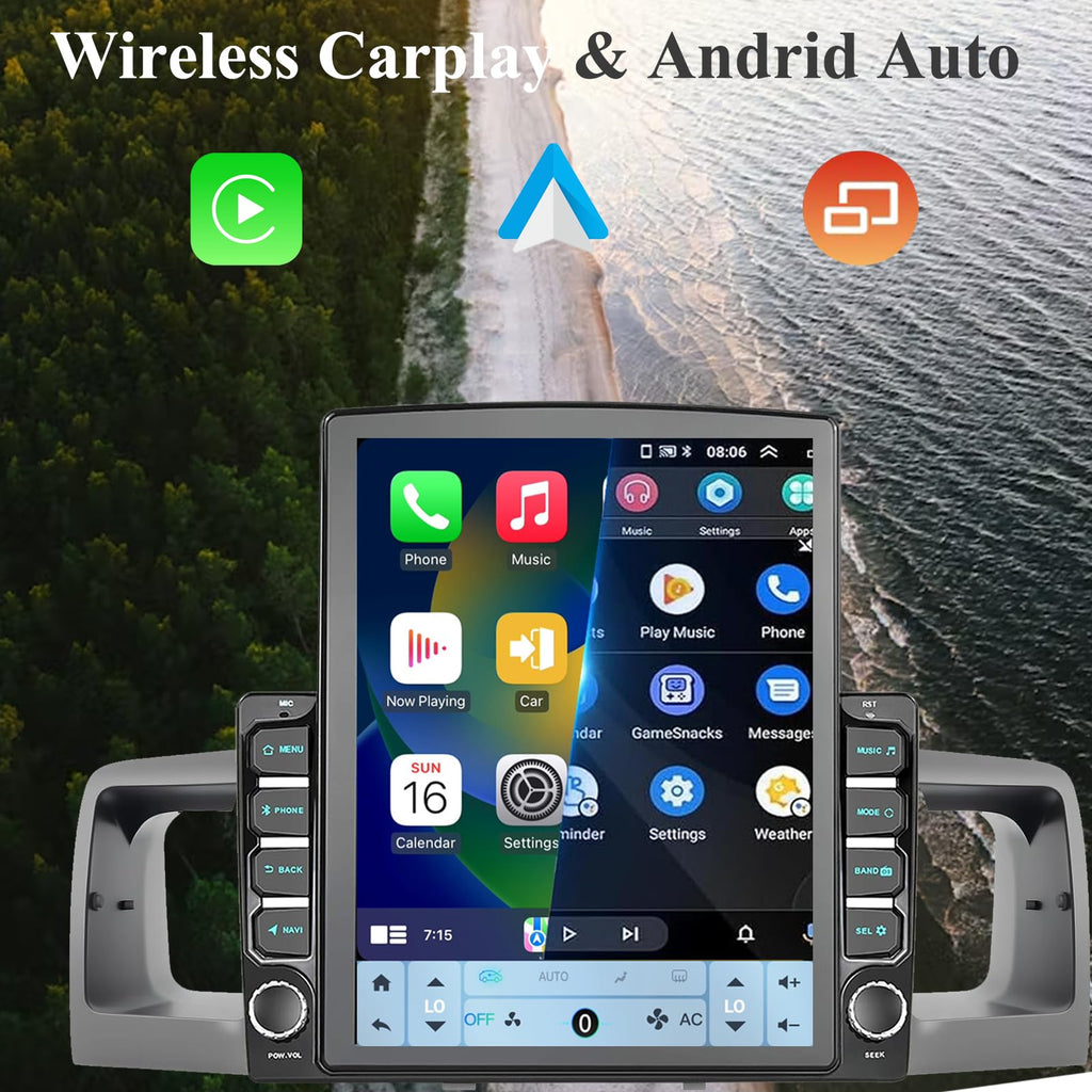 9.7" Android 15 Car Radio Compatible with Toyota Corolla 2003-2008(Non-J.B.L Version), Wireless CarPlay/Android Auto, 2G+64G, GPS, Bluetooth 5.1, Supprt Steering Wheel Control & Backup Camera
