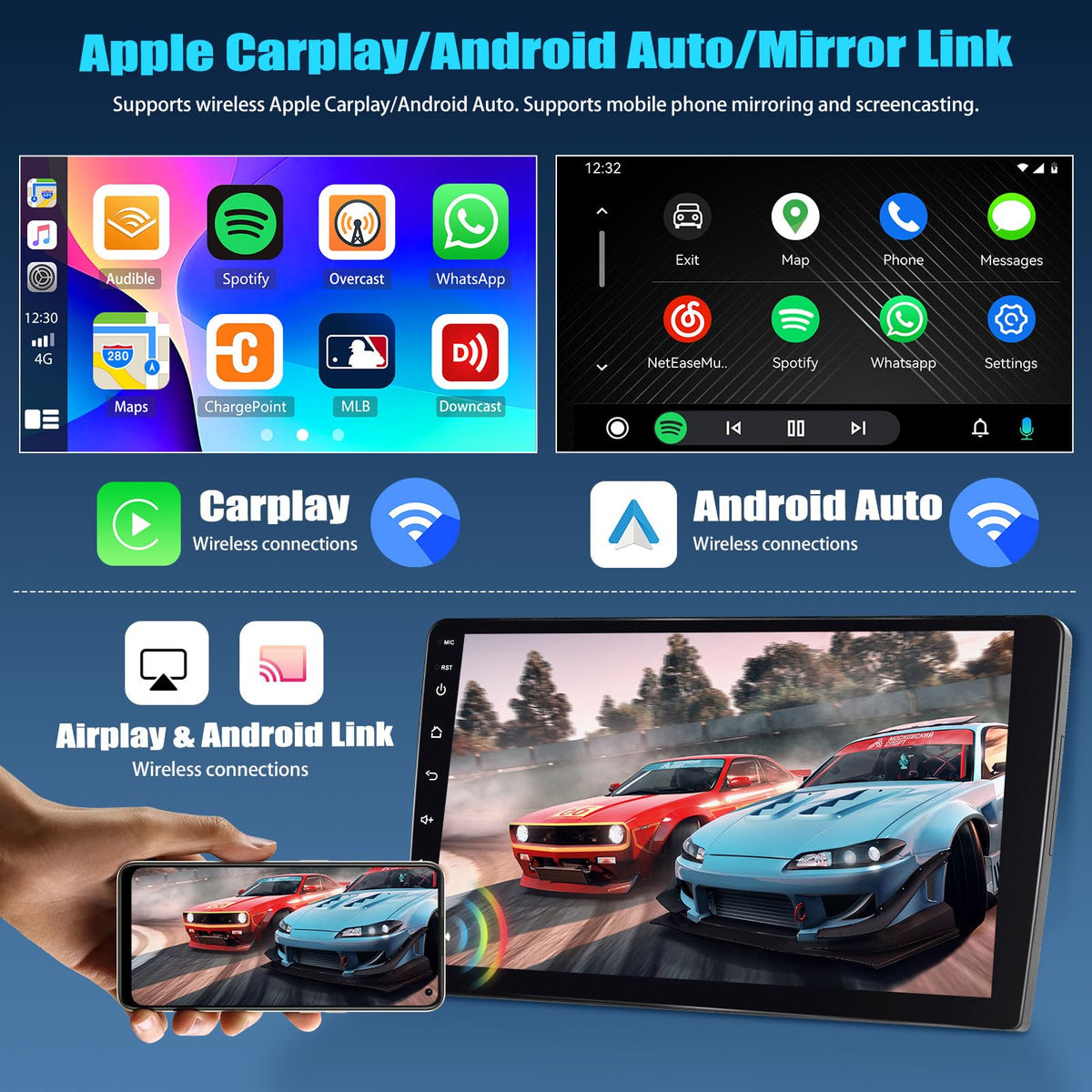 SIXTOP 4G+64G Android Car Stereo Radio for Mazda 6 2002-2008 Wireless Carplay Android Auto 9 Inch Touchscreen GPS Bluetooth 5.0 Head Unit WiFi 6 FM/RDS EQ SWC AHD Backup Camera