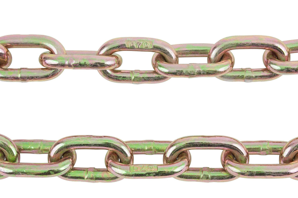 Mytee Products 4 Pcs G70 5/16" Chain & Easy Binder Kit - (2) 5/16"-3/8" Easy Ratcheting Chain Load Binder & (2) 5/16" x 20' G70 Transport Chain w/Grab Hooks - 4700 lbs WLL for Truck Trailer Tie Down