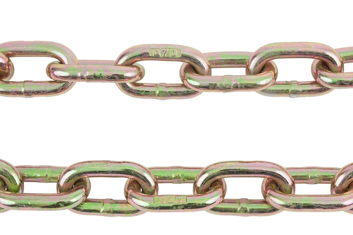 Mytee Products 4 Pcs G70 5/16" Chain & Easy Binder Kit - (2) 5/16"-3/8" Easy Ratcheting Chain Load Binder & (2) 5/16" x 20' G70 Transport Chain w/Grab Hooks - 4700 lbs WLL for Truck Trailer Tie Down