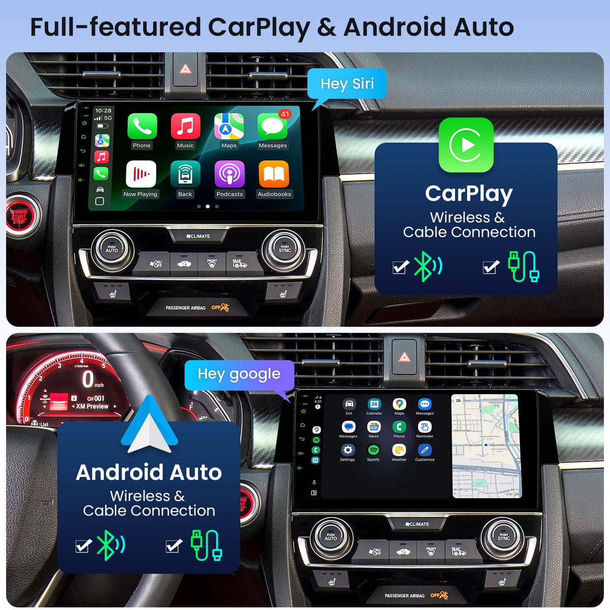 XTRONS 9" Android Car Stereo for Honda Civic (2015-2022) IPS 4+64GB