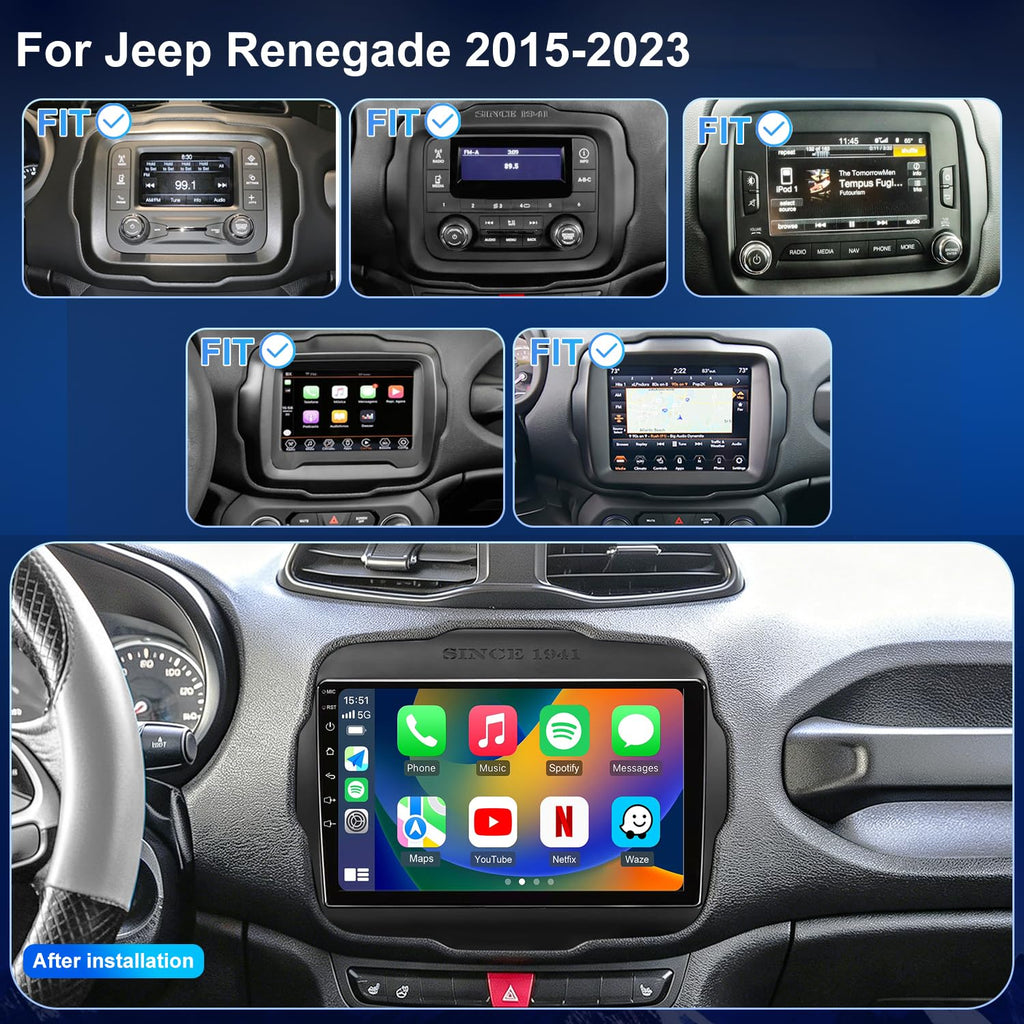 9" Car Radio for Jeep Renegade 2015 2016 2017 2018 2019 2020 2021 2022 2023