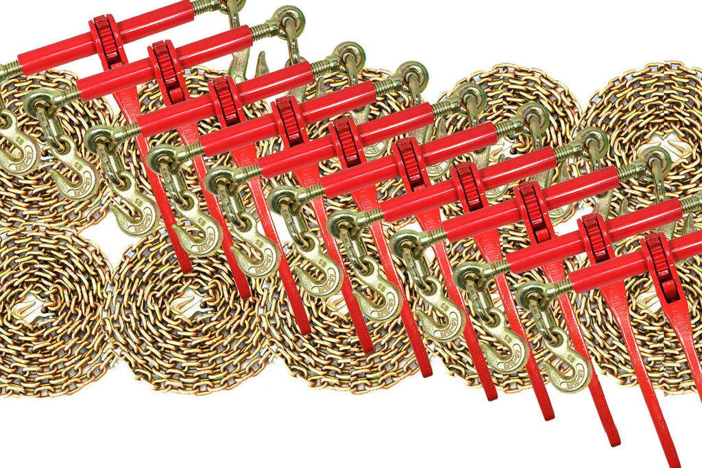 3/8 Transport Hauling Load Package - 10x Ratchet Binders - 10x 20' Foot Chains