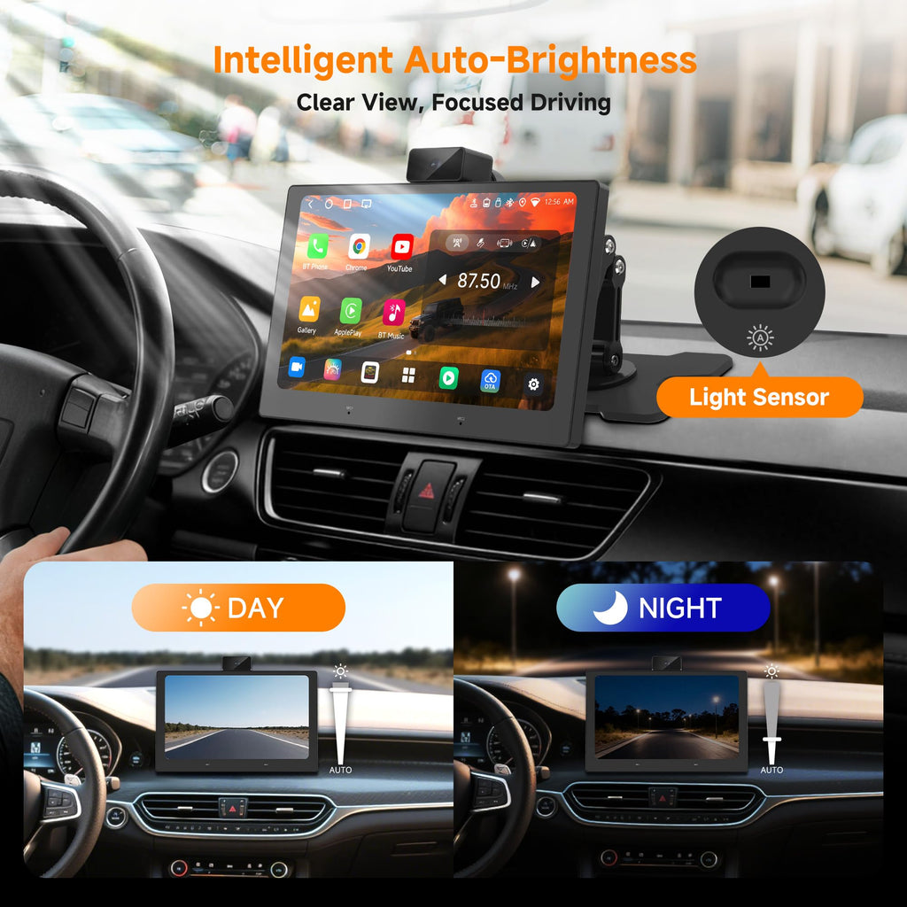 P6 9.1" Wireless CarPlay Screen with Dash Cam & Rear Camera