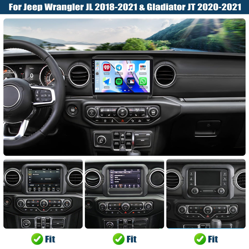 SIXTOP 4G+64G Android Car Stereo Radio for Jeep Wrangler JL Gladiator JT 2018-2021 Wireless Carplay Android Auto 9 Inch Touchscreen GPS Bluetooth 5.0 Head Unit WiFi 6 FM/RDS EQ SWC AHD Backup Camera