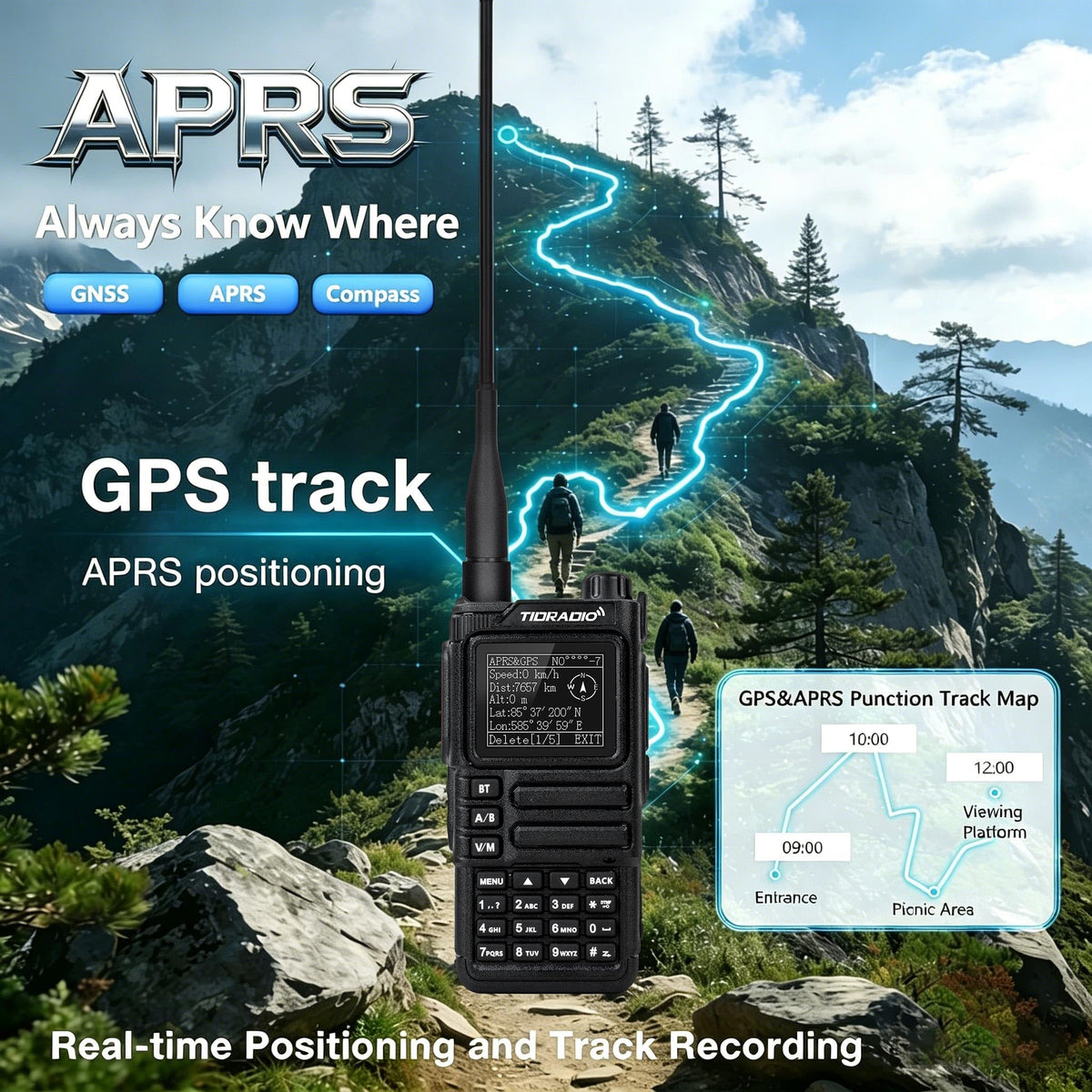 TIDRADIO TD-H9 10Watt GPS/APRS GMRS Radio Handheld(4PCS Battery),Spectrum Analysis,SMS Message Text, Bluetooth Programming(APP/PC),Web Upgrade,Compass,Long Range Walkie Talkies,NOAA,AM,FM.Orange,2Pack