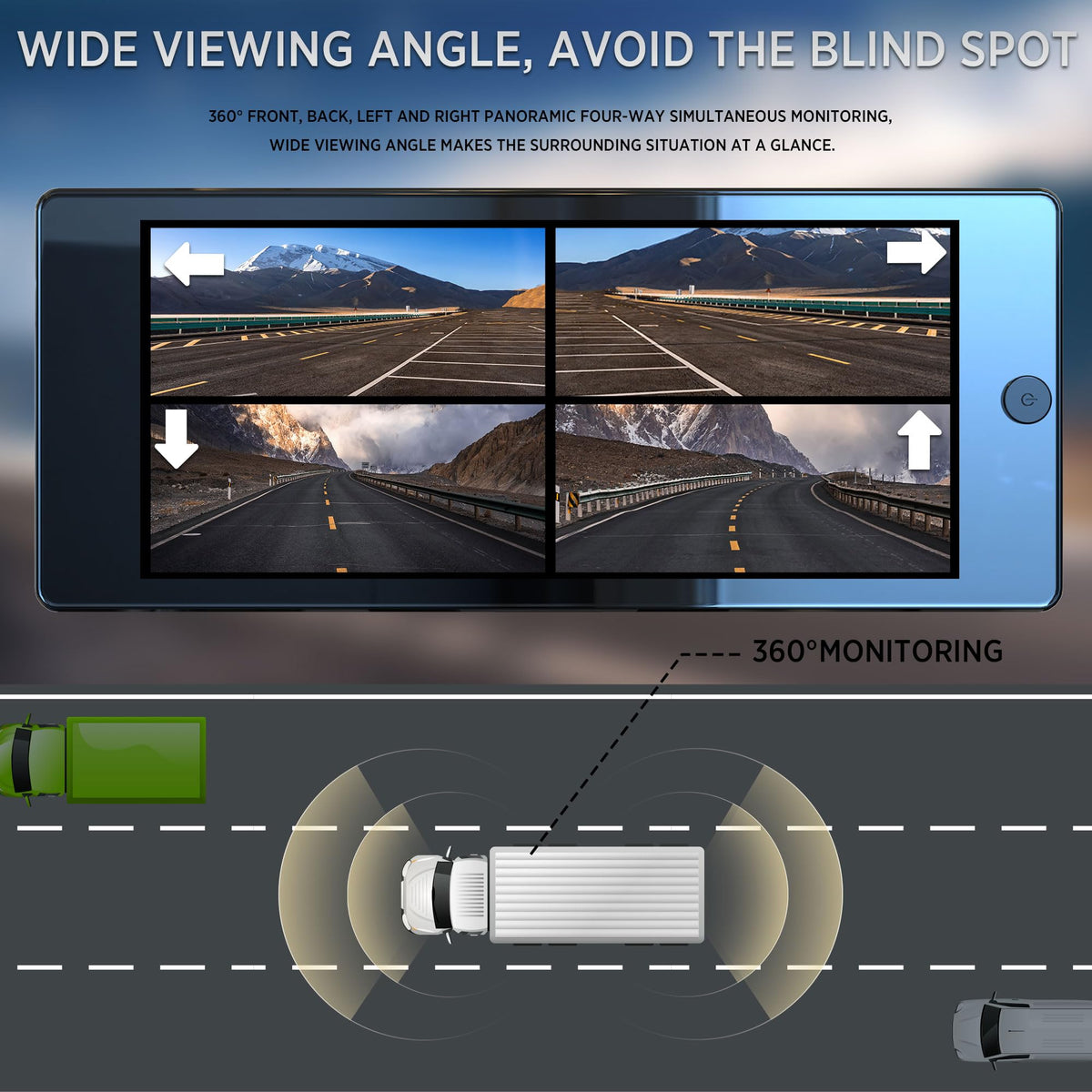 Wireless Carplay with 4K 4CH Dash Cam, Portable HD 10.36" Touchscreen