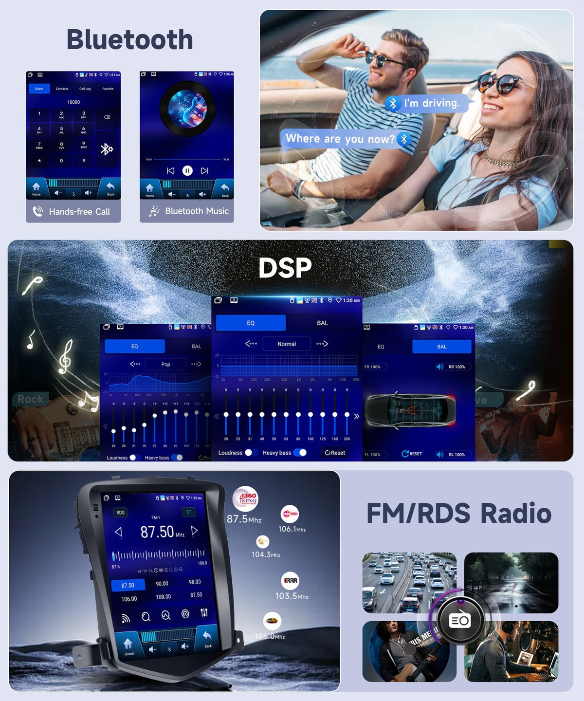 4G+64G Car Radio for Ford Focus 2012-2018 with Wireless CarPlay Android Auto, 9.7 Inch Touchscreen Android Car Stereo with GPS WiFi Mirror Link SWC Bluetooth FM RDS 32EQ Backup Camera
