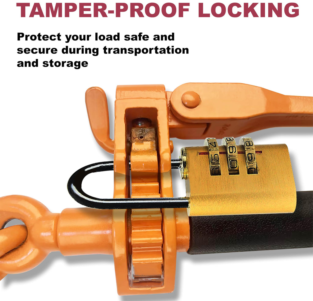 Ratchet Binder Plus Ratchet Chain Binder - 4 Pack Folding Handle Load Binder, 5/16" - 3/8" Grade 70 Chain, 7100 LBS Working Load Limit, Heavy-Duty Ratchet Binder DOT & SAE Compliant