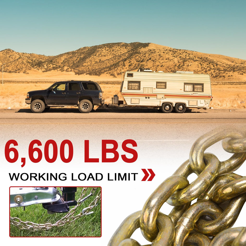 4PC 3/8" X 20' G70 Tie Down Tow Chain Binder
