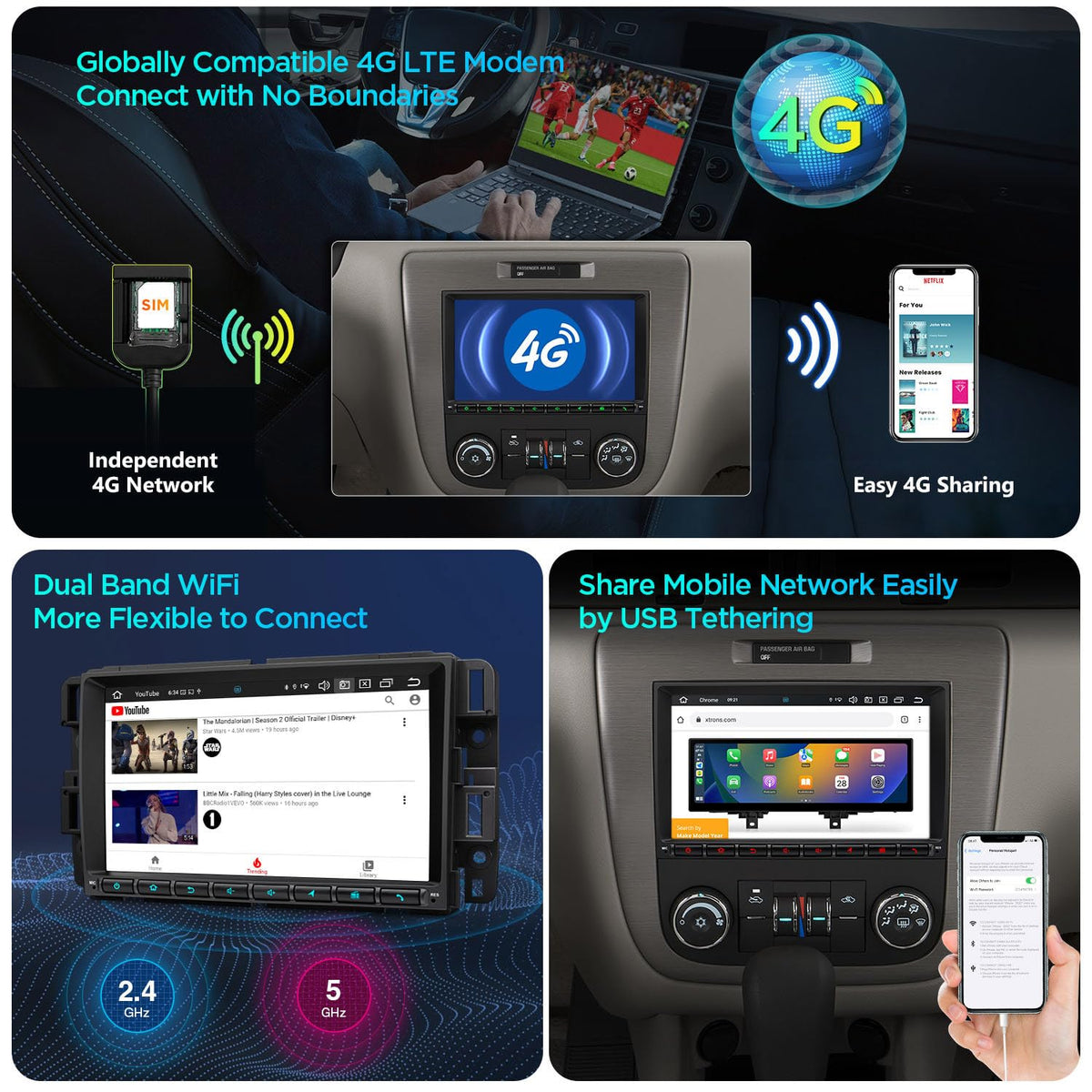 XTRONS Android 14 Car Stereo for GMC Chevy Buick, 8" Touch Screen Head Unit with 4+64GB, Built-in Wireless CarPlay & Android Auto, 4G LTE Global Compatible, AKM DSP, Gyroscope & Backup Camera Support
