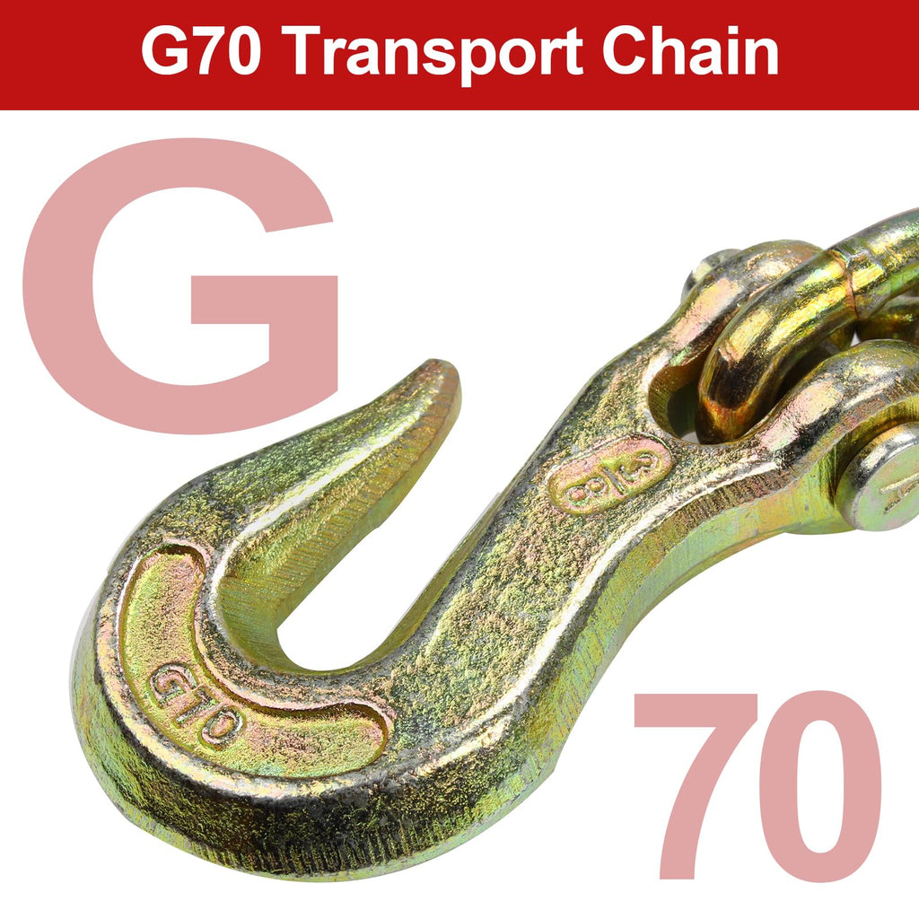4PC 3/8" X 20' G70 Tie Down Tow Chain Binder