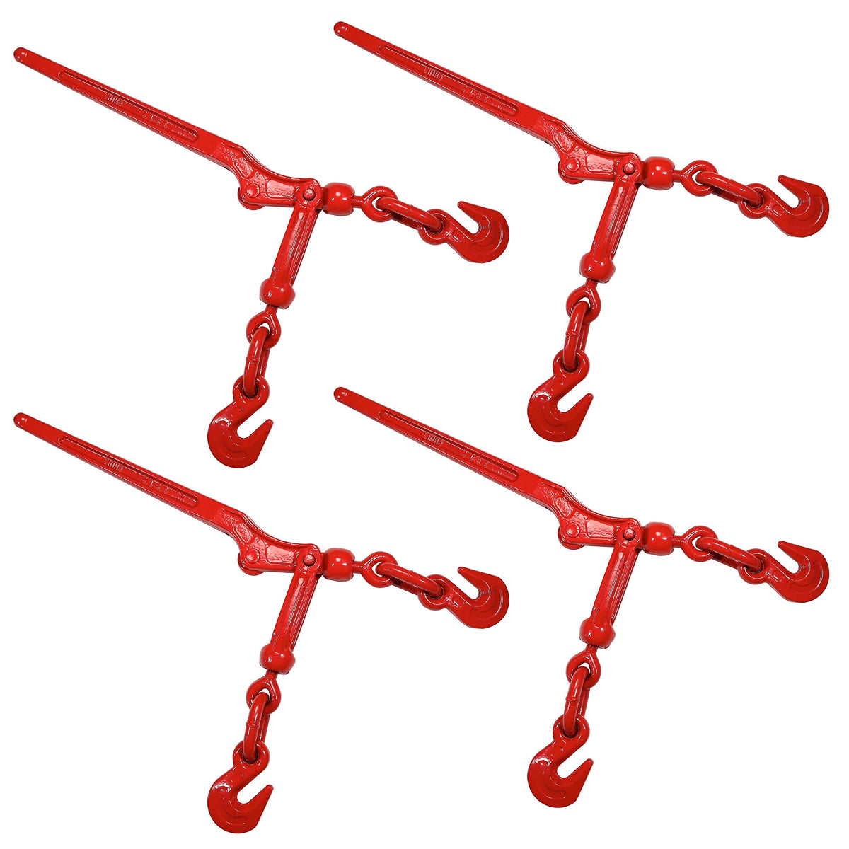 US Cargo Control Load Binders for 3/8 Inch Grade 70, Grade 80, and Grade 100 Chain - 9,200 LBS Working Load Limit, (4-Pack) Lever-Style Chain Binders, Ratcheting Design for Easy Tightening
