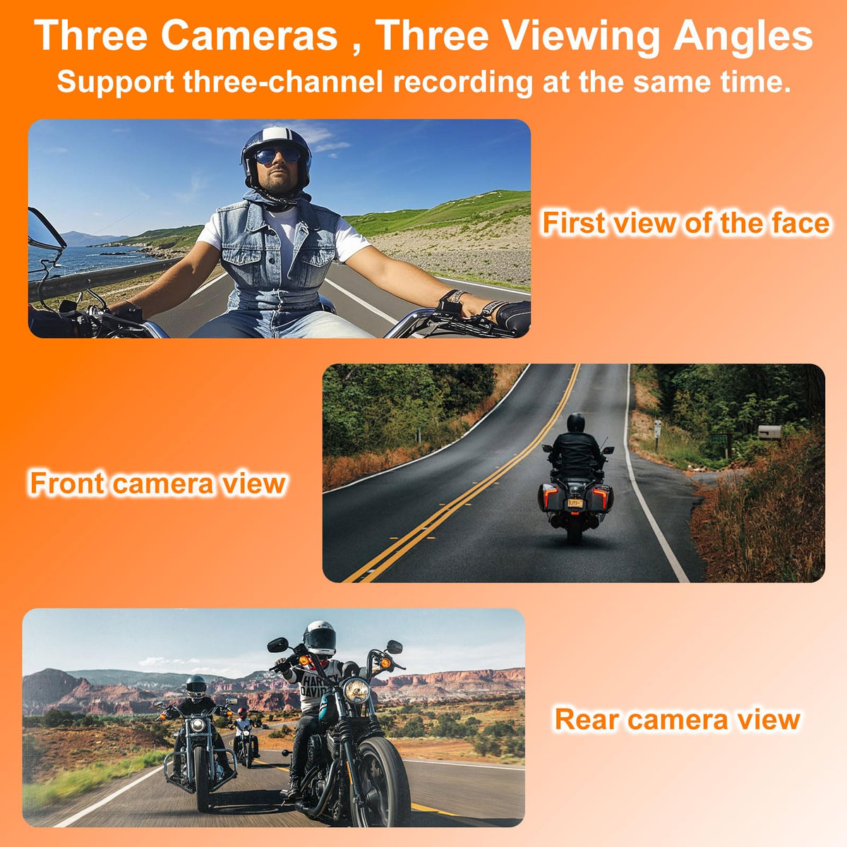 6.25' Motorcycle Carplay with Three Dash Cam (Inclues 128G SD),TMPS,GPS Navigation with Wireless Android Auto,Waterproof Touchscreen,Support Siri,Google Assistant,Anti-Glare,Bluetooth