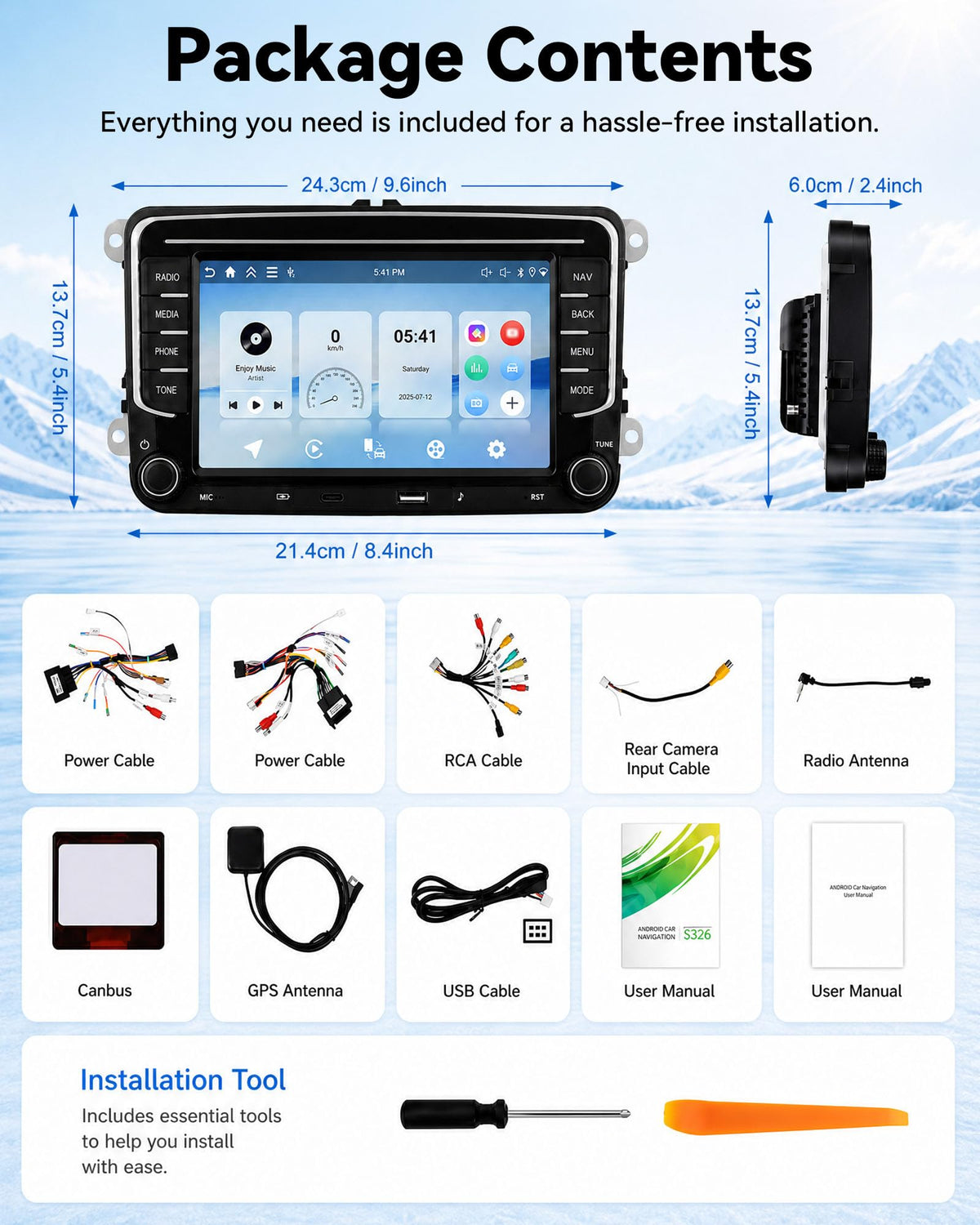 4G+128GB Android 15 Car Stereo for VW Car Radio with Wireless Carplay