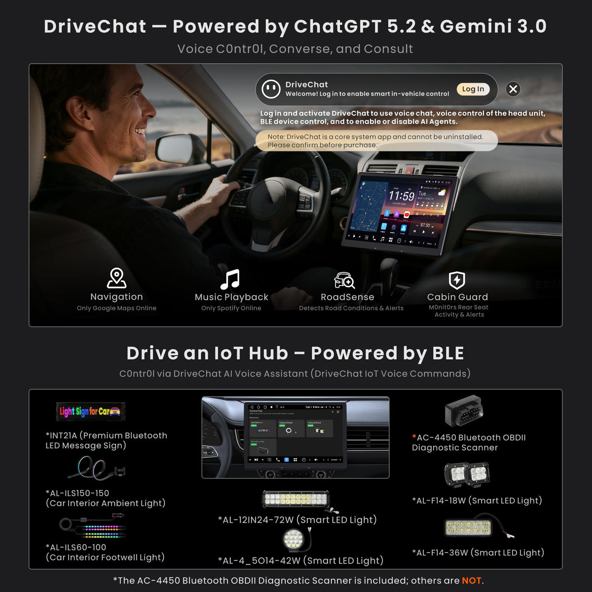 12.95" AI ScenePilot Android Car Stereo&Second Touchscreen with Dashcam