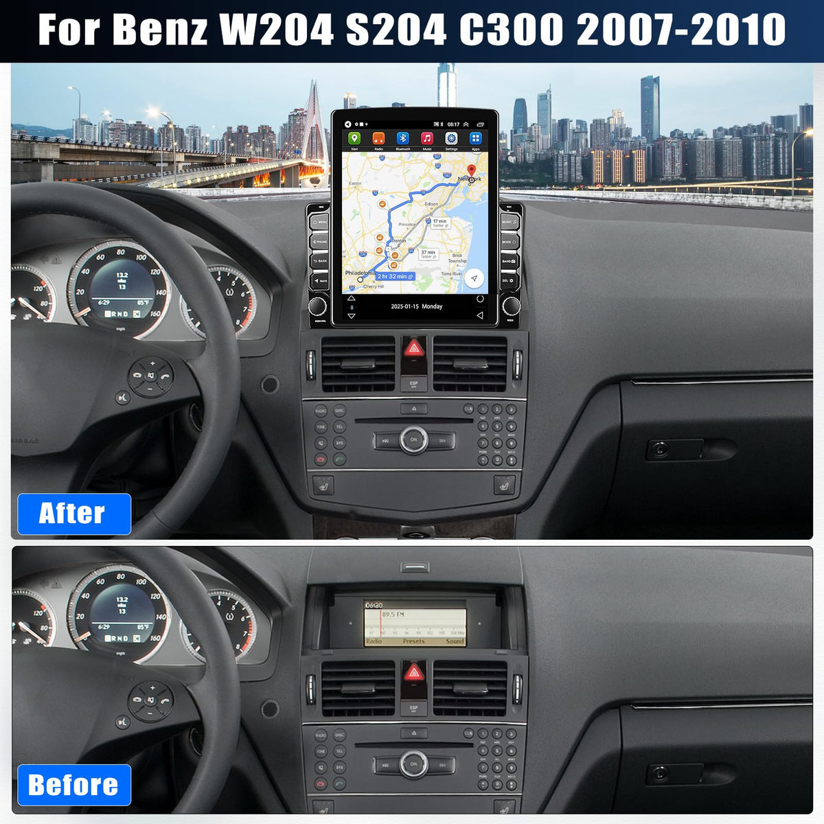 2+64G Car Radio Stereo for Mercedes-Benz W204 S204 C300 2007 2008 2009 2010