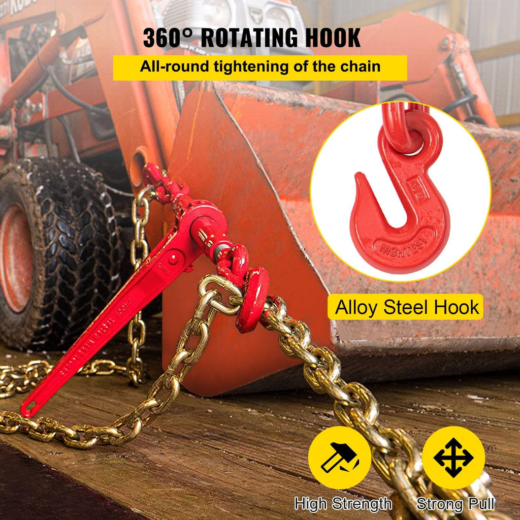 4 Pack 21ft Grade 80 Chain Load Binders 5400LBS Capacity Steel Set